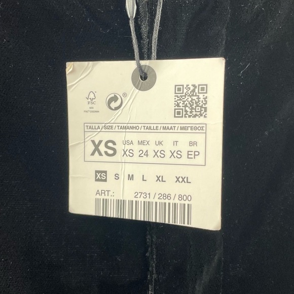 NWT Zara Velvet Straight Leg Trouser Pants In Black Size‎ Extra Small - Picture 5 of 9